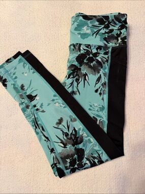 LuLaRoe Purple Black Floral Brave Ankle Fitness Leggings
